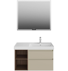 Мебель для ванной комнаты KERAMA MARAZZI Cubo 90, правая подвесная, лимо матовая, структурированный орех