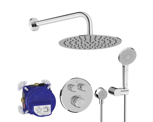 Ideal Standard Navigo Душевой комплект: встраиваемый термостатический смеситель, верхний душ Oslash;25см., держатель и подключение для душевой лейки 1/2, цвет: хром. A7771AA