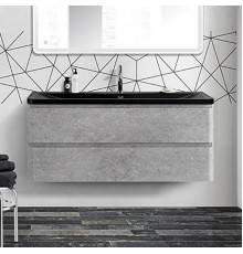 Тумба с раковиной BelBagno Albano 120 подвесная, сemento мerona пrigio, черная матовая раковина