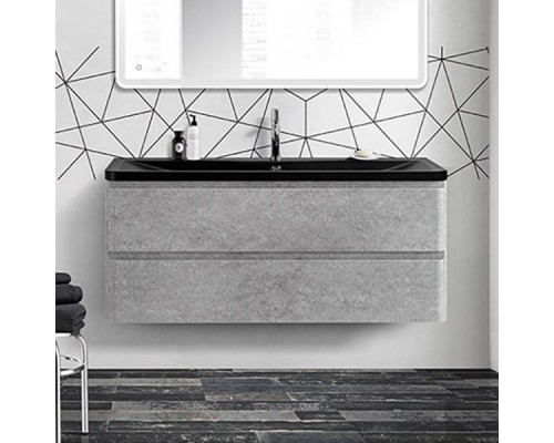 Тумба с раковиной BelBagno Albano 120 подвесная, сemento мerona пrigio, черная матовая раковина