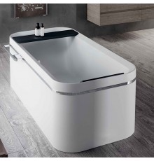 Novellini Divina F Ванна отдельностоящая 180х80х63cм., с полкой и полотенцедержателем, смеситель, слив-перел, цвет: белый матовый/хром. DI21808C2-U1U