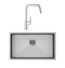 Комплект Мойка Paulmark Gerberg PM257444-BS брашированная нержавеющая сталь + Смеситель Grohe Eurosmart