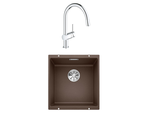 Комплект Мойка Blanco Subline 400-U кофе + Смеситель Grohe Minta 3291800E хром