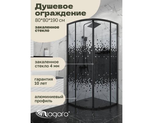 Душевая перегородка Niagara Eco NG-1003-14BLACK (80x80x190 см)