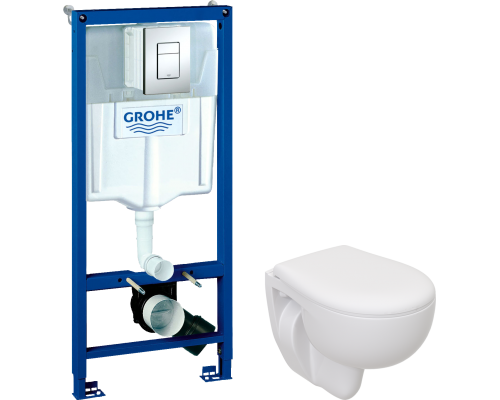 Комплект Унитаз подвесной Seramiksan Natura A051041H + Крышка AG50002 + Инсталляция Grohe Rapid SL 38772001 3 в 1 с кнопкой смыва Комплект Унитаз подвесной Seramiksan Natura A051041H + Крышка AG50002 + Инсталляция Grohe Rapid SL 38772001 3 в 1 с кнопкой смыва