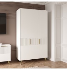 Шкаф для одежды DIWO Краснодар, 120x215x55 см, треxдверный, белый, ручка золото