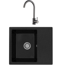 Комплект Мойка кухонная Practik PR-M 575-004 черный оникс + Смеситель РМС Sus124pvd 017F черный