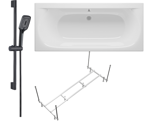 Комплект Акриловая ванна STWORKI Хадстен SW1016075028 без опоры 180x80 см + Каркас SW5018080052 180 + Гарнитур Готланд WH628-MB черный матовый Комплект Акриловая ванна STWORKI Хадстен SW1016075028 без опоры 180x80 см + Каркас SW5018080052 180 + Гарнитур Готланд WH628-MB черный матовый
