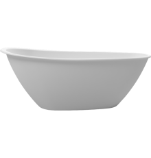 Ванна из искусственного камня WHITECROSS Spinel B 155x75 см, отдельностоящая, овальная, с донным клапаном, белая матовая