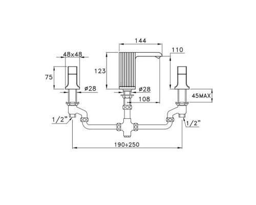 Stella Casanova Смеситель для раковины на 3 отверстия 3222TR, цвет: хром. CS 00009 CR00