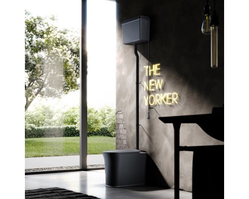 Kerasan The New Yorker Унитаз напольный 60х36.5см с высоким бачком, фурнитура: черный, цвет: черный матовый. 569131,  568031,  759231,  7593K2,  561831F