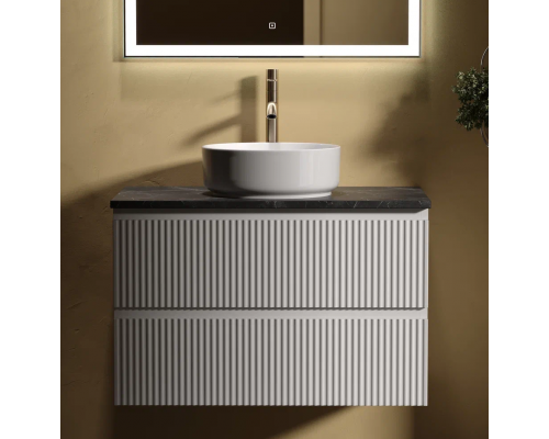 Тумба с раковиной Sancos Snob R 80 см, bianco, столешница черный мрамор, раковина CN5001