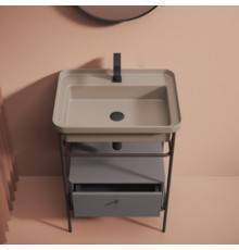 Artceram Fuori Scala Консоль металлическая с раковиной, 57х42.5х83см., напольная, с выдвижным ящиком, цвет: moka/matera. TFL034 41 00,  ACA056 56,  ACM039 52