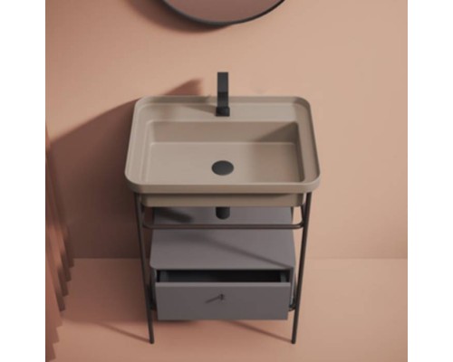 Artceram Fuori Scala Консоль металлическая с раковиной, 57х42.5х83см., напольная, с выдвижным ящиком, цвет: moka/matera. TFL034 41 00, ACA056 56, ACM039 52 Artceram Fuori Scala Консоль металлическая с раковиной, 57х42.5х83см., напольная, с выдвижным ящиком, цвет: moka/matera. TFL034 41 00, ACA056 56, ACM039 52