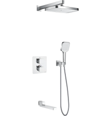 Душевой комплект Rose R1595F С ВНУТРЕННЕЙ ЧАСТЬЮ, белый, хром