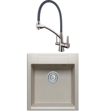 Комплект Мойка кухонная Polygran Argo 460 серая + Смеситель Gappo G4398 с гибким изливом, сатин, серый