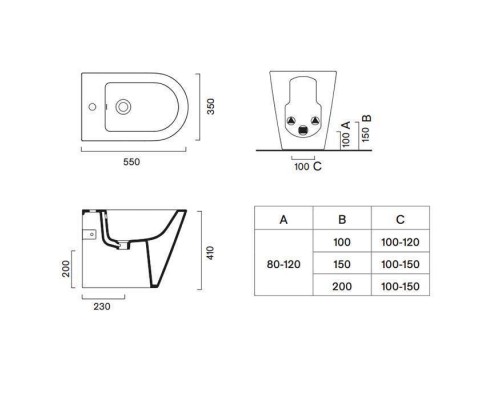 Catalano Zero Биде напольное 55х35см, с 1 отв. под смеситель, цвет белый глянцевый. 0119551001,  9056080000