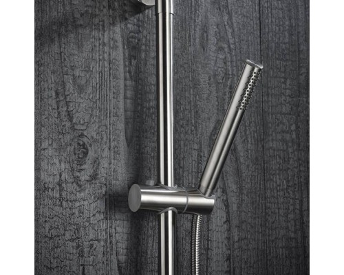 Newform X-STEEL 316 Душевая стойка с термо смес., верхний душ 25см, ручной душ, шланг 150 см, цвет: INOX. 69650X.50.050