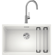 Комплект Мойка кухонная Blanco Etagon 700-U белая + Смеситель Candor 523120