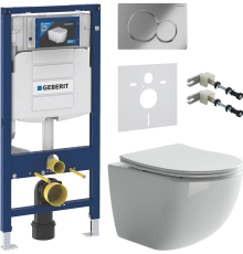 Комплект Унитаз подвесной Ceramicanova Forma CN3009 безободковый + Крепления Geberit Duofix 111.815.00.1 к стене + Шумоизоляция 156.050.00.1 + Инсталляция UP 320 111.300.00.5 + Кнопка Sigma 01 115.770.21.5 хром