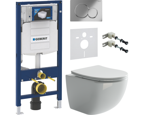 Комплект Унитаз подвесной Ceramicanova Forma CN3009 безободковый + Крепления Geberit Duofix 111.815.00.1 к стене + Шумоизоляция 156.050.00.1 + Инсталляция UP 320 111.300.00.5 + Кнопка Sigma 01 115.770.21.5 хром