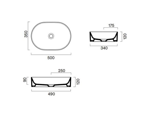 Catalano Zero Раковина накладная, без перелива 50x35хh12см, цвет: белый глянцевый. 0122500001