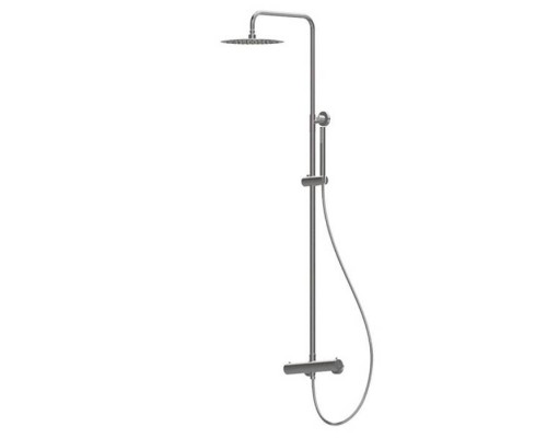 Newform X-STEEL 316 Душевая стойка с термо смес., верхний душ 25см, ручной душ, шланг 150 см, цвет: INOX. 69650X.50.050