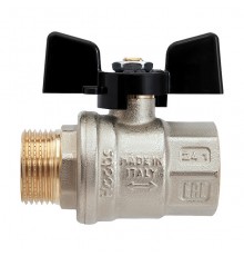 Кран шаровой Hoobs ORION НР/ВР 1/2'' ручка-бабочка чёрного цвета. 15142H