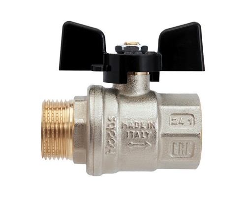 Кран шаровой Hoobs ORION НР/ВР 1/2'' ручка-бабочка чёрного цвета. 15142H Кран шаровой Hoobs ORION НР/ВР 1/2'' ручка-бабочка чёрного цвета. 15142H