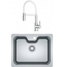 Комплект Мойка Franke Bell BCX 110-55 TL нержавеющая сталь + Смеситель Lina Semi-pro хром, белый