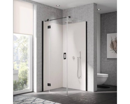 KERMI Liga Душевой угол SNL+TWP на поддон 90x90х200см., цвет: черный матовый/прозрачное стекло с Kermiclean. LI SNL 09020 3PK,  LI TWP 09020 3PK