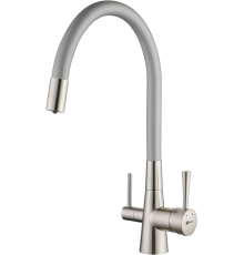 Смеситель для кухни Lemark Comfort LM3075BN-Silver с гибким изливом, никель, серебристый