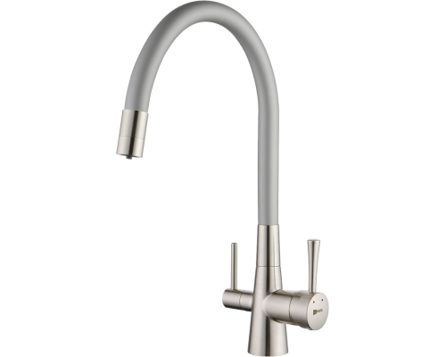 Смеситель для кухни Lemark Comfort LM3075BN-Silver с гибким изливом, никель, серебристый Смеситель для кухни Lemark Comfort LM3075BN-Silver с гибким изливом, никель, серебристый