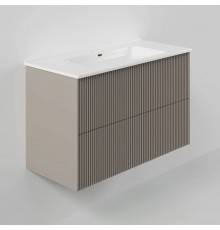 Тумба с раковиной La Fenice Terra Twin 100 подвесная, cappuccino, раковина Slim Line 100 см