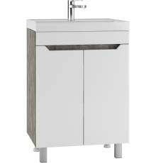 Тумба под раковину Айсберг Мечта 60 напольная, 2 дверцы, бетон, белая