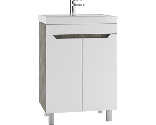 Тумба под раковину Айсберг Мечта 60 напольная, 2 дверцы, бетон, белая