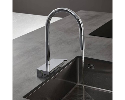 Hansgrohe Aquno Select M81 Смеситель для кухни, 1 отв., каскад, цвет: сталь. 73831800 Hansgrohe Aquno Select M81 Смеситель для кухни, 1 отв., каскад, цвет: сталь. 73831800