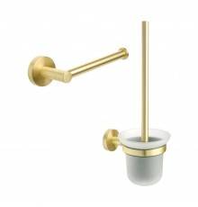 Набор Держатель Fixsen Comfort Gold FX-87010A золото сатин + Ершик FX-87013 золото сатин