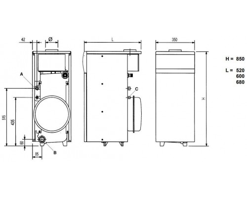 Газовый напольный котел Baxi SLIM 1.150 i с открытой камерой (WSB43115301-)