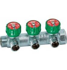 Коллектор FAR 3/4" х 1/2" 3 выхода, регулирующий, плоское уплотнение