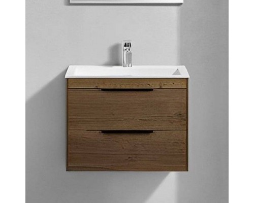 Тумба с раковиной Vincea Chiara 2D 60, 2 ящика, дуб табак, с белой раковиной