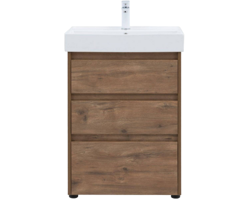 Тумба под раковину Aquanet Nova Lite 60 напольная, дуб рустикальный, 3 ящика