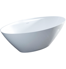 Ванна из искусственного камня Salini Diva S-Stone 180x85 см, отдельностоящая, овальная, со сливом-переливом, с донным клапаном, матовая