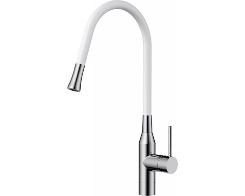 Смеситель для кухни Omoikiri Yatomi с гибким изливом нержавеющая сталь, белый