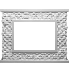 Портал Firelight Quadro 25 камень песчаник античный белый, белая эмаль