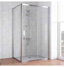 Душевой уголок Vegas Glass ZP+ZPV 100*80 08 01 профиль глянцевый хром, стекло прозрачное