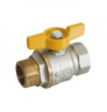 Краны шаровые Кран шаровой для газа, полнопроходной, 1 1/4”, ручка-бабочка, желтая, ВР-НР, никелированный GIA R734GAX006