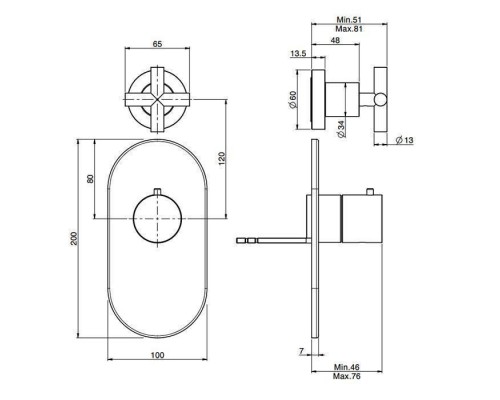 Carlo Frattini Fimatherm Смеситель для душа встроенный, термостатический, 1 запорный вентиль, цвет: черный матовый. F5333X1NS,  F2461