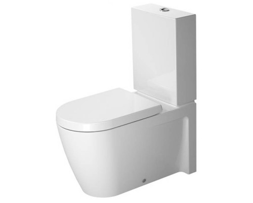 Duravit Starck 2 Унитаз моноблок приставной 72.5х37cм, слив универсальный, с креплением, с бачком на 4,5 л с механизмом слива хром, с сиденьем, цвет: белый. 2129090000,  0933000085