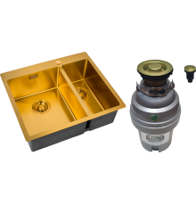 Комплект Мойка Zorg Light ZL R 590-2-510-L BRONZE L, бронза + Измельчитель ZR-75 D BRONZE
